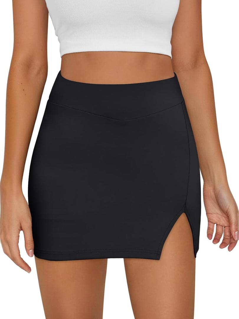 Trendy Queen Women's Black Mini Skirt with Shorts Underneath 2025 Sexy Cute Skorts Fashion Going Out Summer Outfits S