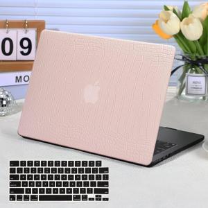 Funut for MacBook Pro 16 Inch Case 2024 2023 2022 2021 Model M3 A2991 M2 A2780 M1 A2485 Pro Max, Crocodile Leather Hard Shell Cover & Keyboard Cover Mac Pro 16" M3/M2/M1, Pink