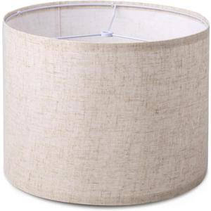 Lamp Shade for Table Lamps, Drum Lampshade for Floor Lamps, 13" Top X 13" Bottom X 10" High Large Lamp Shade, Beige Modern Fabric Lampshade, Easy Assembly Replacement Lamp Shade Spider Fitter
