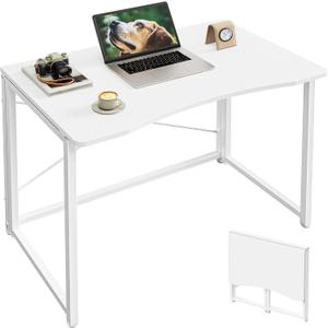 Huuger Folding Desk for Small Spaces, 31.5 Inch Foldable Computer Table, for Home Office, Study, Bedroom, Dorm, Space Saving, Small Writing Work Office Computer Desk, Easy to Fold, White