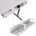 FLEXISPOT Under Desk Cable Management Tray, Metal Raceway Wires Cable Tidy Organizer Office and Home Cable Tray Use for Standing Desk (White) (19.7x4.7in)