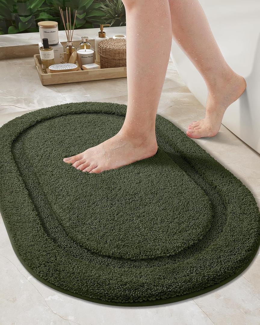 Color&Geometry Green Bathroom Rugs, Non Slip, Absorbent, Soft, Washable, Thick Bath Mat, 16"x24" Small Bath Rug Bath Mats for Bathroom Floor, Shower, Sink, Vanity