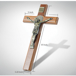 ACHIBANG 10" Crucifix Wall Cross with Jesus – Catholic Wooden Cross for Faith & Blessing, Wall or Home Decor