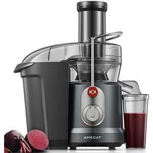 AMEGAT Juicer Machines, 1300W Peak Power Centrifugal Juice Extractor Machine with 3.2" Wide Mouth for Whole Fruits and Vegetables, 2-Speed Fruit Juicer, High Juice Yield, Easy to Clean, BPA-Free There Is A Crack