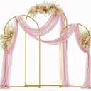 3 Pack Wedding Arch Backdrop Stand, (7.2FT, 6.6FT, 6FT) Gold Balloon Arch Stand, Set of 3 Metal Arched Frame Decoration for Wedding, Birthday, Baby Shower, Party