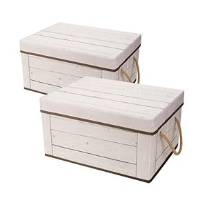 Box for Keepsake, Decorative Storage Boxes with Lids and Handles for Storage, Decorative - L15.7 x W11.8 x H7.9 In (Not Made of Wood, 2 Pack)