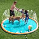 SLOOSH 5ft" Non-Slip Splash Pad Sprinkler - Outdoor Water Play Toys Backyard Fountain Mat for Toddlers Kids Dogs, Thickened Sprinkler Outside Pool Party Durable for Girls Boys Pets (Orange&Blue)