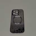 for iPhone 14 Pro Max Case Magnetic,Soft Cute Luxury Leopard Cheetah Pattern Plating Glitter Bling Phone Case Compatible with MagSafe Clear Shockproof Back Cover for Women Girl 6.7"-Black