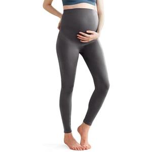 Momcozy Maternity Leggings Over The Belly Maternity Yoga Pants for Women Pregnancy Leggings Workout Tights Pants, (Large, Gray)