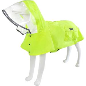 Dog Raincoat Waterproof Rain Poncho with Hoodie, High Reflective Adjustable Pet Rain Jacket with Leash Hole for Dogs (Fluorescent Green, X-Large)