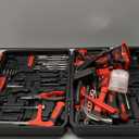 Red Drill Tool Kit Set: 20V Cordless Power Drill Tool Box with Battery Electric Drill Driver for Men Home Hand Repair Basic Toolbox Tools Sets Drills Case