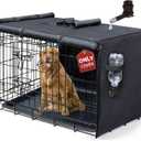 DONORO Dog Crate Cover, Waterproof Pet Kennel Cover 600D Heavy Duty Dog Cage Cover Universal Fit for Most Wire Pet Crates (Black, 30.0" L x 19.0" W x 21.0" H)