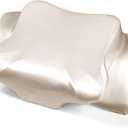 Satin Pillowcase for Cervical Pillows, (Cover Only) Fit for 24.8"x14.96"x5.51"/3.54" Orthopedic Neck Support Pillow, Silky Smooth Pillowcase Cover with Zipper Closure (Champagne)