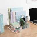 My Space Organizers Clear Acrylic Desk Oganizer, 9 Compartments, Office Supplies and Desk Accessories Organizer, Home Decor Desktop Organizer (Clear)