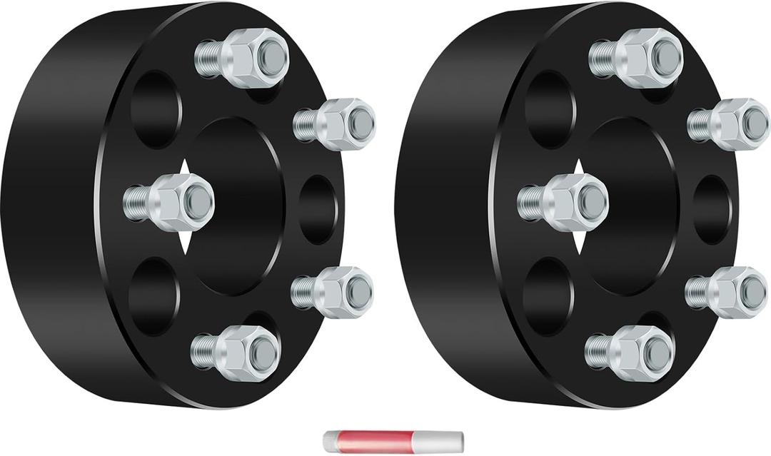 Wheel Spacers, 5x4.75 for Chevrolet for S10/Corvette/Camaro, for GMC for S15/Sonoma, for Cadillac for Eldorado/XLR, 2 inch Wheel Adapters & Spacers with 12x1.5 Studs 70.5mm Bore 2Pcs Black