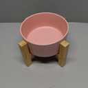 Ceramic Elevated Raised Cat Bowl with Wood Stand No Spill Pet Food Water Feeder Cats Small Dogs