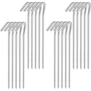 9" Tent Stakes, Heavy Duty Tarp Camping Stakes, Galvanized Metal Pegs for Outdoor Decorations, 20 PCS