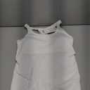 CRZ YOGA Womens Seamless Ribbed Racerback Tank Tops with Built in Bra - Padded Scoop Neck Slimming Athletic Long Camisole (Medium, White)