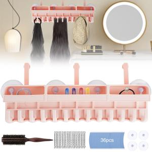 Silicone Hair Extension Holder,Durable Braiding Hair Rack Wall Mounted Wig Holder Wig Storage for Multiple Wigs for Styling,Washing,Drying,Clip-in,Wig Stand Organizer for Barber Shop,Home (Pink)