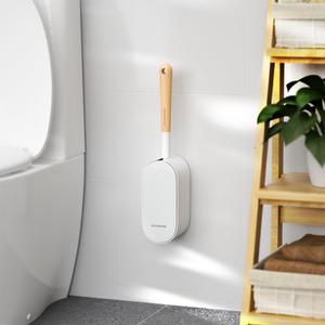 Wooden Toilet Brush, Toilet Brush and Holder Set with Ergonomic Design, Compact Size, Durable Bristles, Bamboo RV Toilet Cleaner & Holder for Bathroom , 2Pack
