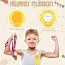 12 Pieces Blank Award Ribbon Prize 1st Place Rosette Medal Winner Victory Recognition Participation Ribbon for Competition Sport Event School Contest(Yellow)