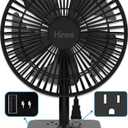 Hiree Desk Fan with USB Charging Port, 2 Speeds 6.7 Inch Small Desktop Table Fan with USB Charger, AC Outlets, Strong Wind, Quiet Operation - Personal Fan for Bedroom, Home, Office and Dorm Room