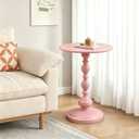 Vintage Metal End Table, Round Side Table Nightstand for Small Spaces, Industrial Accent Table for Living Room Bedroom Sofa Patio, 15.7" Top Diameter, Easy Assembly (Pink)
