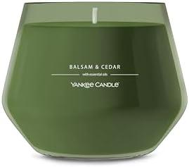 Yankee Candle Studio Scented Candle with up to 50 Hour Burn Time, Premium Plant Wax Blend for Consistent Burn, 10 oz Jar Candle with Room Filling Fragrance, Balsam & Cedar