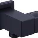 Wall Union with Hand Shower Holder, Angle Simple Brass Wall Mounted Supply Elbow with Adjustable Shower Wand Bracket Matte Black