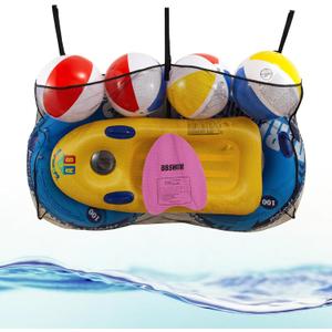 Pool Float Storage Bag,Pool Float Toy Storage Mesh Bag,Adjustable Pool Toy Hanging Mesh Organizer Net Bag for Rafts,Floats,Balls,Noodle,Water Inflatable Toys and Other Swimming Pool Accessories (Black)