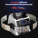 MUNBYN IMC01 Bank Grade Money Counter Machine Mixed Denomination, 2CIS/UV/IR/MG/MT Counterfeit Detection, Serial Number, MUL Currency Cash Counter, Printer Compatible (Silver)