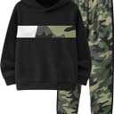 Boys Clothes Boy Outfits 2-Piece Long Sleeve Hoodie and Camouflage Pants Boys Fall Winter Clothes for 6-16 Years (13-14 Years, Green)