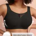 Wireless Bras for Women No Underwire Seamless Buttery Bralettes Smoothing Women's Bras Full Coverage Shapedly Bra (Black, XXXL)