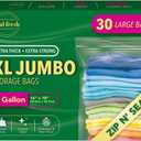 3 Gallon Large Plastic Storage Bags  16" x 18" (30 Count)  Reusuable XXL Extra Large Heavy Duty Clear Jumbo Freezer Zip Bags with Sealable Zipper Top For Clothes, Travel, Moving