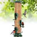 FEED GARDEN Metal Tube Bird Feeders for Outdoors Hanging, 1 Pack 6-Port Squirrel Proof Bird Feeder for Outside, Bird Feeders with Heavy Duty Metal Lid, Chew-Proof