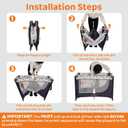 Pamo Babe Compact Pack and Play - Portable Crib for Baby, Lightweight Foldable Travel Playard with Mattress Pad & Carry Bag, Safe Breathable Travel Bed for Home, Trips & Family Visits, Cute Pattern