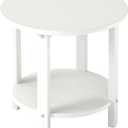 HDPE Round Outdoor Side Table, 18.1-Inch Weatherproof Small Outdoor Table for Adirondack, 2-Tier Patio End Table for Garden Backyard Porch Deck Balcony Poolside (White)