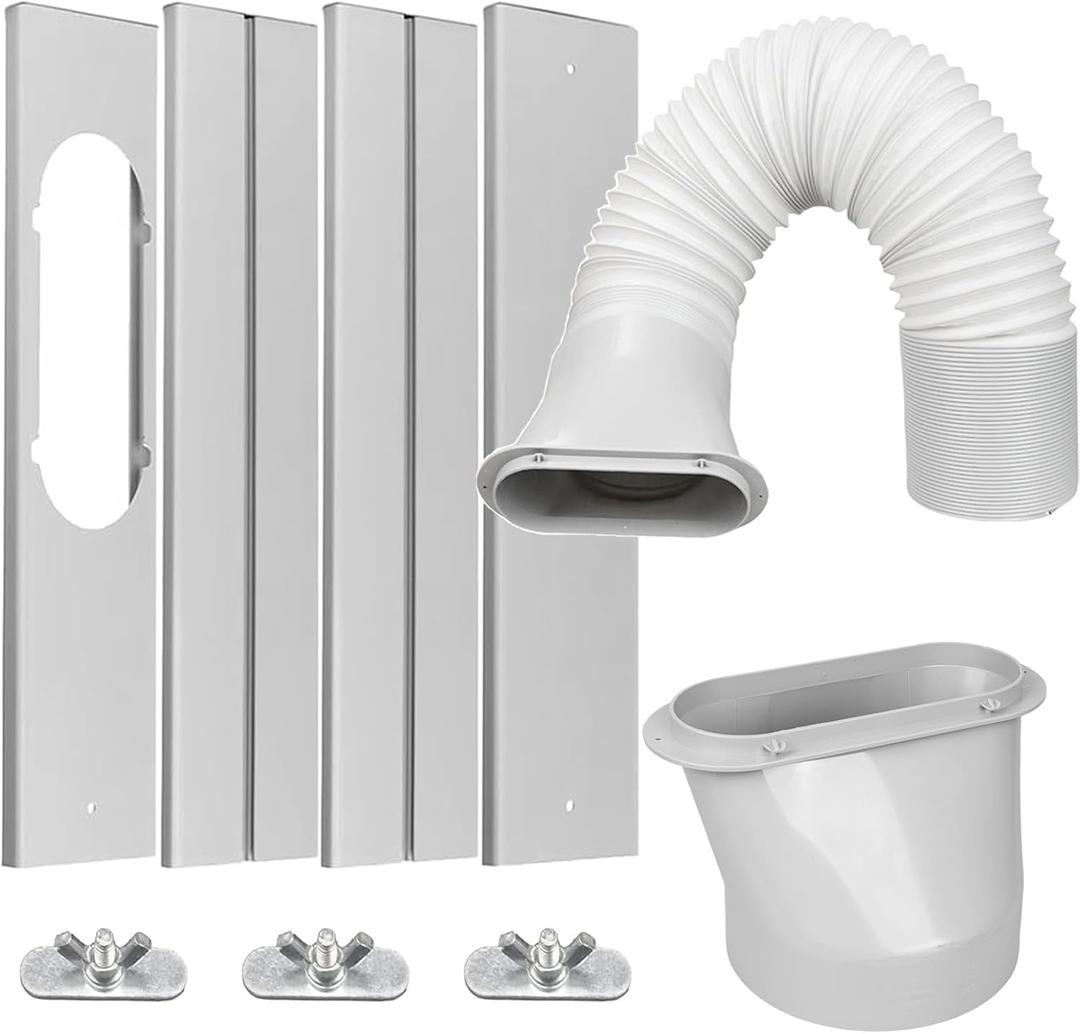 Portable Air Conditioner Window Vent Kit with 5.9" Exhaust Hose, AC Window Vent Kit Adjustable 59" Length Hose for A/C Unit Universal for Sliding Vertical/Horizontal Windows