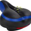 TONBUX Comfortable Bike Seat for Men & Women, Memory Foam Bicycle Seat with Dual Shock Absorbing Ball, Universal Fit Bike Saddle for Stationary, Commuter, Mountain, Road, Cruiser, Ebike (Blue)