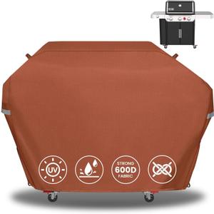 63 Inch Grill Cover for Weber Genesis 300 Series and New 2022 Genesis 300 Grills, Heavy Duty Waterproof Fade Resistant Outdoor BBQ Grill Cover with Elastic Drawstrings, Compared to Weber 7757, Brown