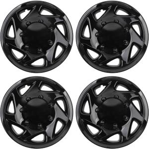 Dasbecan Hubcaps Compatible with 1998-2023 Ford E150 E250 E350 Econoline Van 16 inch 8 lugs Wheel Cover Hub Caps Replaces# F8UZ-1130-AA F7UZ-1130-AA F8UA-1130-AA F7UA-1130-AA Black