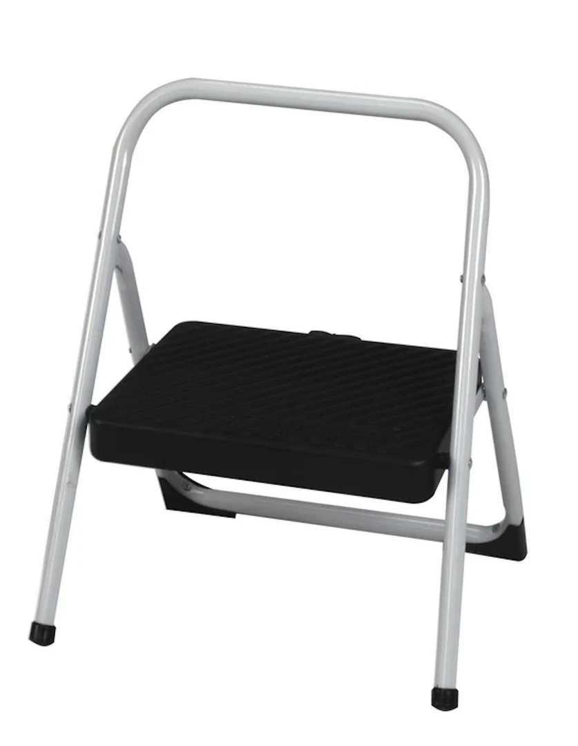 COSCO One Step Steel, Resin Steps, Step Stool without Handle, Platinum/Blac