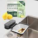 24 PCS Dishwasher Cleaner and Deodorizer Tablets, with Sink Drain Filter Basket, Deep Cleaning Formula Tablets for Removing Limescale, Odor, Smell, Hard Water Residue(Lemon-Scented)