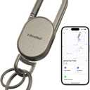 Keychain, Key Finder Built-in Anti-Loss Tracker, Heavy Duty Key Holder, Premium Stainless Steel Keychain Carabiner Car Key Chains with GPS Global Locator Tracking Waterproof (Bronze)