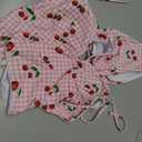 ZAFUL Tankini Swimsuits for Women Halter V Neck Plaid Tummy Control Bikini Swimsuit Tie Side 2 Pieces Bathing Suit (Pink, L)