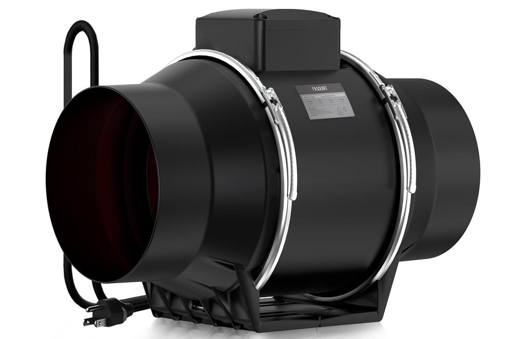 6 Inch Inline Duct Fan with EC Motor - High Performance 45W, 2600rpm Speed, 430 CFM Airflow for Optimal Ventilation in Bathrooms, Kitchens & Grow Tent, 3D Printer (Black)