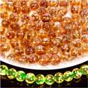 108PCS Glow in The Dark Beads 8mm Luminous Glass Beads, Crystal Round Glow Firefly Glass Loose Spacer Ball with 1 Crystal Thread for Jewelry Making DIY Crafts Earring (Orange)