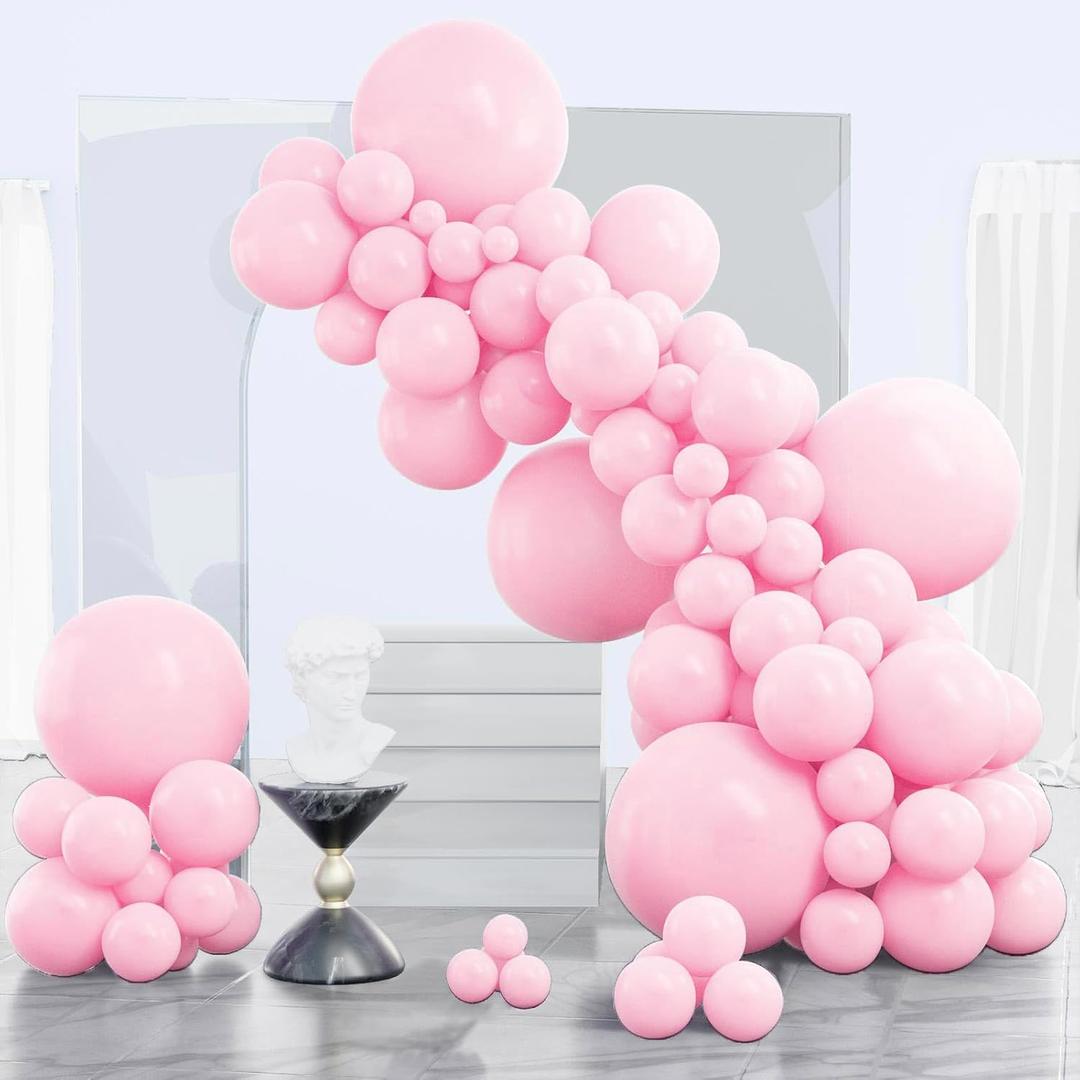 PartyWoo Light Pink Balloons 120 pcs Different Sizes of 18 12 10 5 Inch Pastel Baby Pale Pink Balloon Arch Kit Garland for Baby Shower Valentine's Day Princess Birthday Party Decorations Pink-Q05