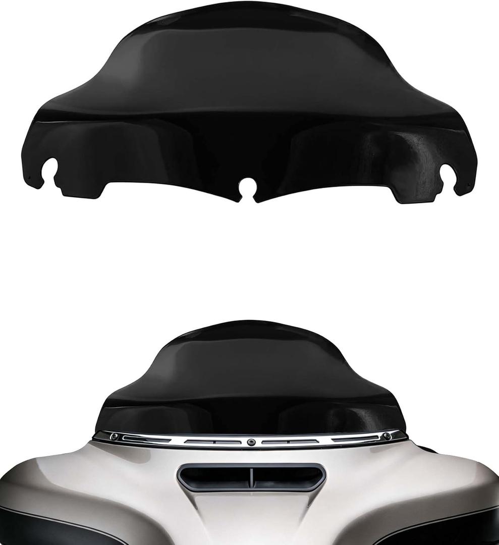 9" Motorcycle Windshield for Harley Street Glide/Electra Glide/Ultra Limited/Tri Glide FLHT FLHX FLHXS FLHTK 2014-2024, ABS Material Wave Windscreen, Replacement Black Fairing Deflector