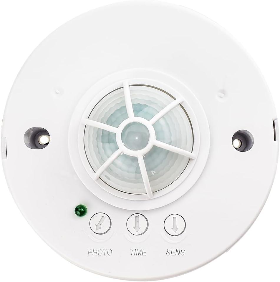 YCA1001 Ceiling Mounted Motion Sensor Light Switch, 360 PIR Motion Sensor Occupancy Detector, Dual Voltage 110-240V AC, White